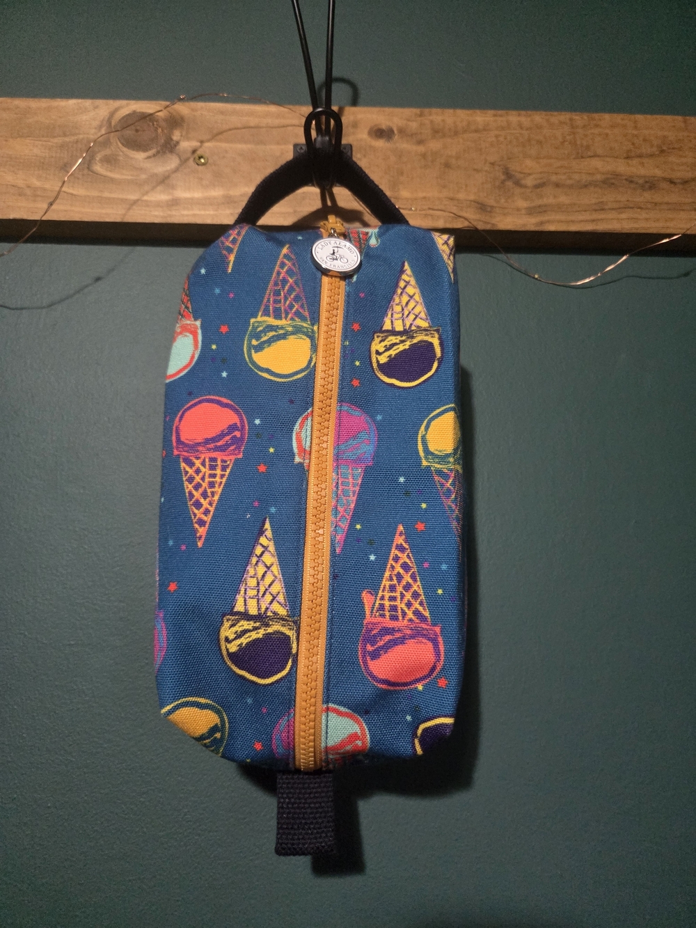 Lady Alamo Ice Cream Print Box Pouch - Teal & Yellow